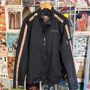 Vintage Harley Davidson Nylon Biker Zip Up Jacket
